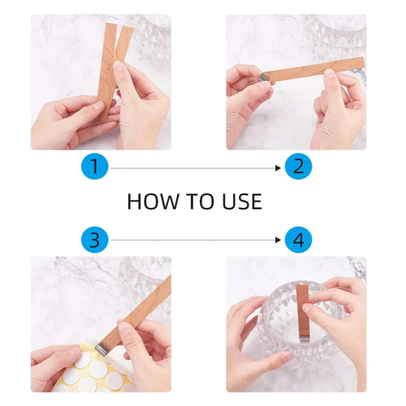 ENSEMBLE DE MÈCHES DE BOUGIE EN BOIS SANS FUMÉE AVEC BASE À CLIP